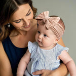 HASTHIP® 3Pcs Hair Bands for Baby Girls 0-24 Months,3-Color Nylon Turban Knotted Pink Bow Baby Girl Hair Bands,Super Soft and Stretchy Headbands for Girl - Accessories