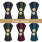 HASTHIP Flower Curtain Tiebacks for Heavy Drapes with Flexible Metal Wire and Cotton Linen | Decorative 2Pcs Set
