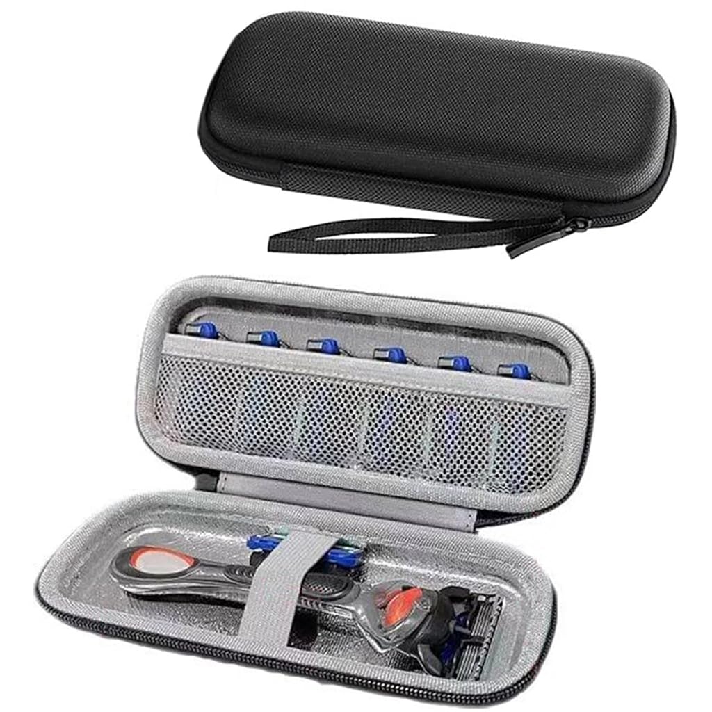 HASTHIP® CHENGBAO Estuche de Viaje para Rastrillo de Afeitar Acero Inoxidable,Funda Protectora para Safety Razor con Capacidad Navajas Doble Filo y Espejo,Ideal Barba Afeitadora Clásica Hombre