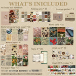 HASTHIP Journaling Kit for Scrapbooking and Bullet Journals with 346 pcs | A6 Grid Notebook and Vintage Stickers