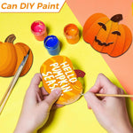 HASTHIP Halloween Decorations Set for DIY Crafting with 12Pcs Wooden Pumpkin Ornaments