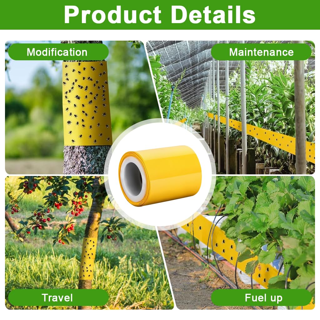 HASTHIP Sticky Insect Trap for Home and Garden with Double Sided Adhesive 10cm x 20m | Yellow Chemical Free Pest Control