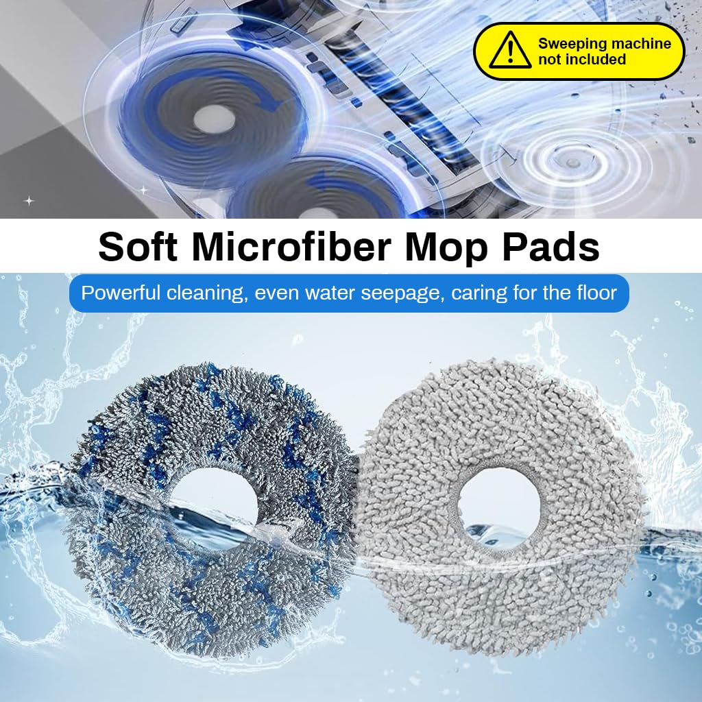HASTHIP® Replacement Parts for ECOVACS Deebot T20 Omni/PRO/MAX T20 Pro/Max Plus Vacuum Cleaner Accessories 1 Main Brush, 4 Side Brushes, 4 Mop Cloth, 3 Dust Bags, 2 Filters