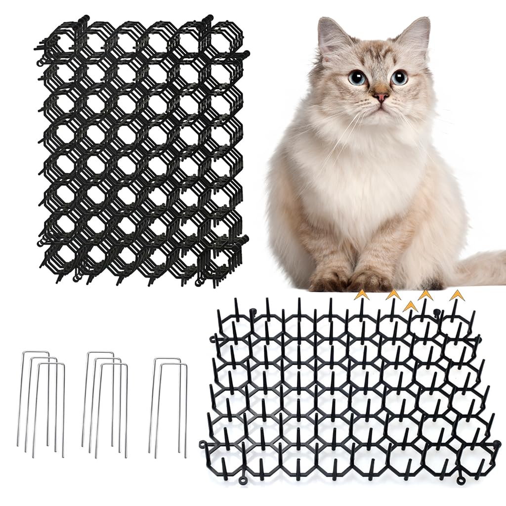 HASTHIP Cat Scat Mats for Furniture and Garden with Honeycomb Spiked Surface 20x15cm | Reusable Deterrent