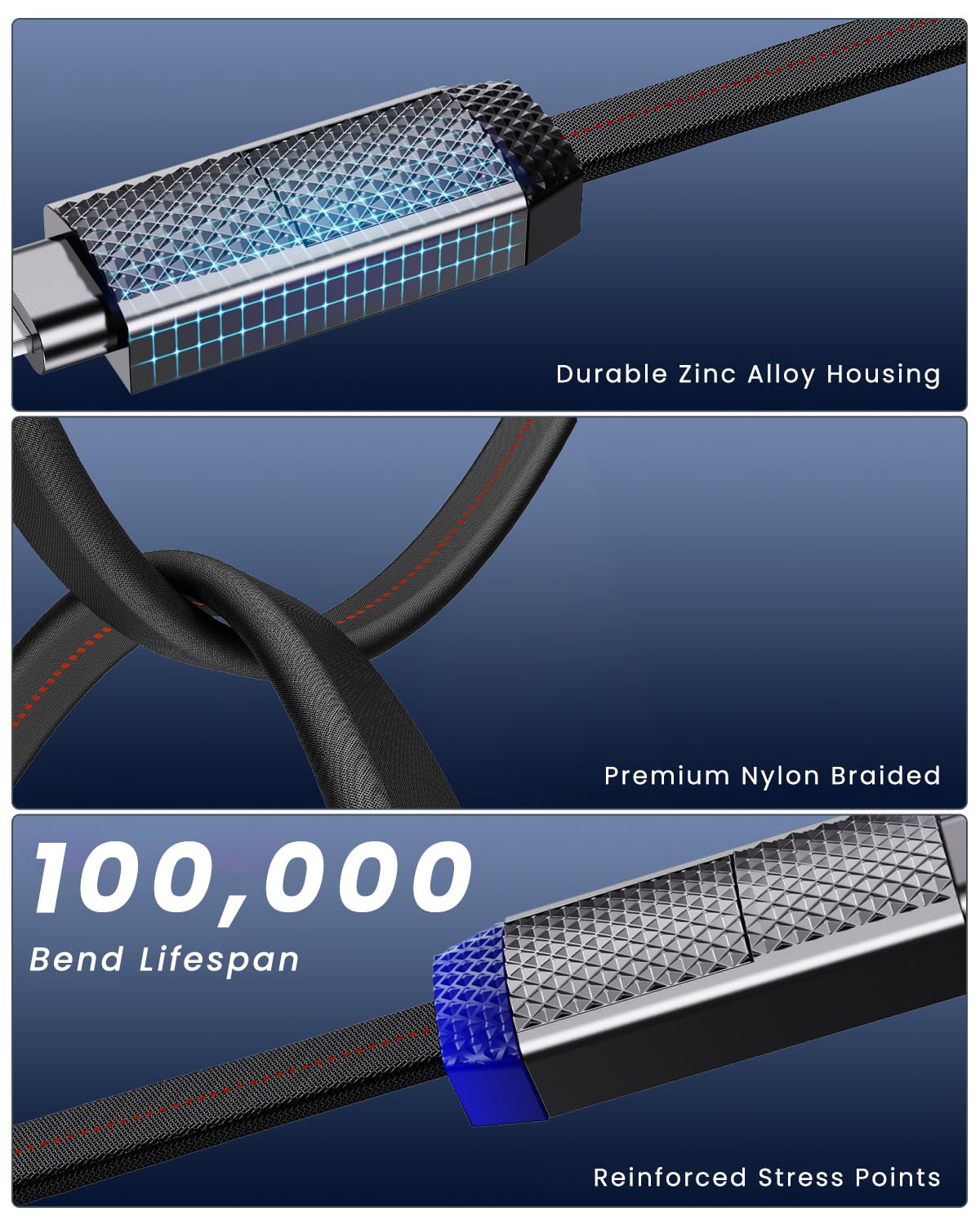 Type C to Type C Cable, 4 in 1 USB Charging Cable,