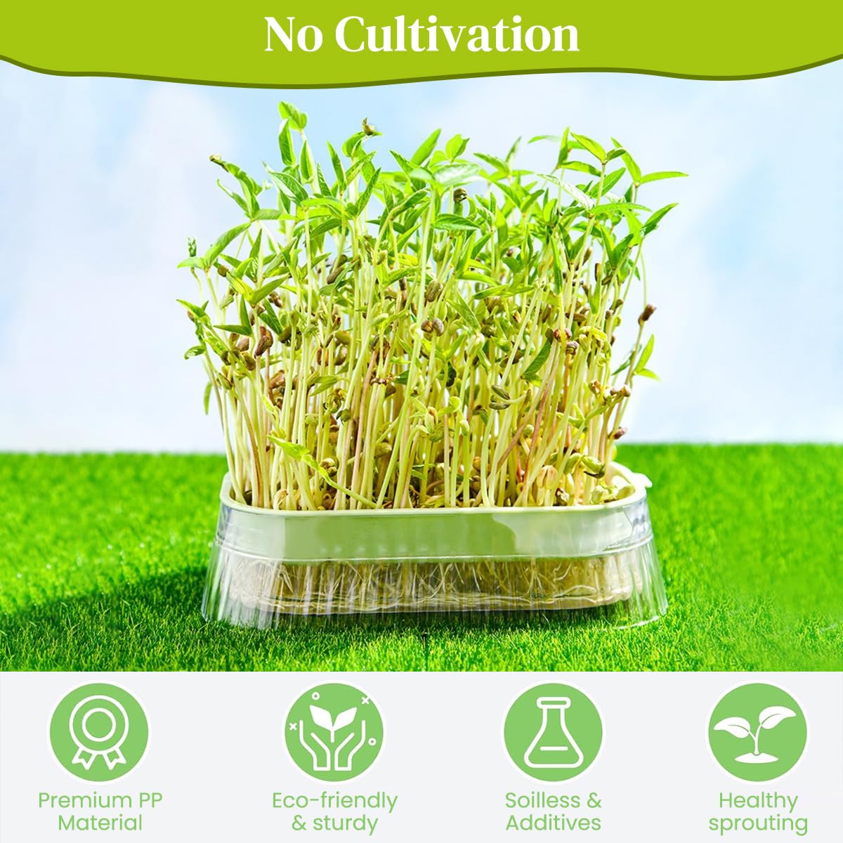 HASTHIP Garden Seed Sprouter Tray for Wheatgrass and Cat Grass 19 x12.5 x5 cm with Double Layer ABS Design