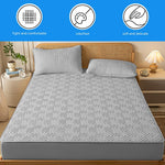 HASTHIP Mattress Protector Queen Size 78.7 x 59 in with Hidden Waterproof Liner | Quilted Cotton Gray Fitted Sheet