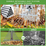HASTHIP Garden Rake for Lawn and Yard with 15 Stainless Steel Teeth and 5.6ft Handle | DIY Assembly Tool