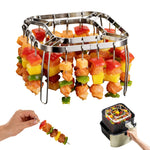 HASTHIP® Air Fryer Skewer Rack, Grill Accessories Kit with 28 Stainless Steel Skewers, Multi-Layer Cooking Stand Compatible with Most Air Fryers, Silver