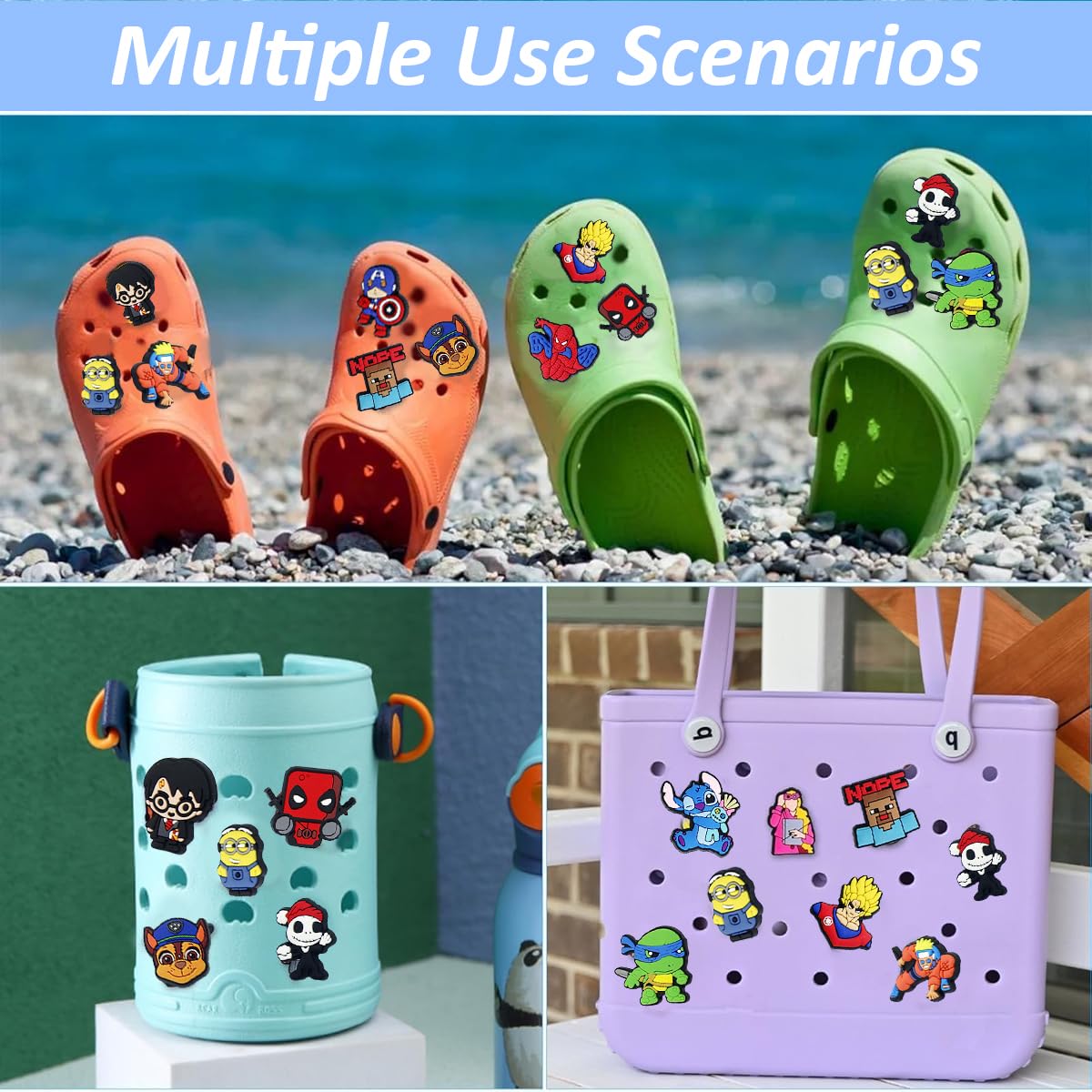 HASTHIP® Plastic 12Pcs Cartoon Charms For Clogs Slipper Decoration Diy Color Charms Cartoon Spider Man Rubber Charms For Clogs Slipper Casual Clogs Decoration For Kids Charms Fashion Clogs Charms