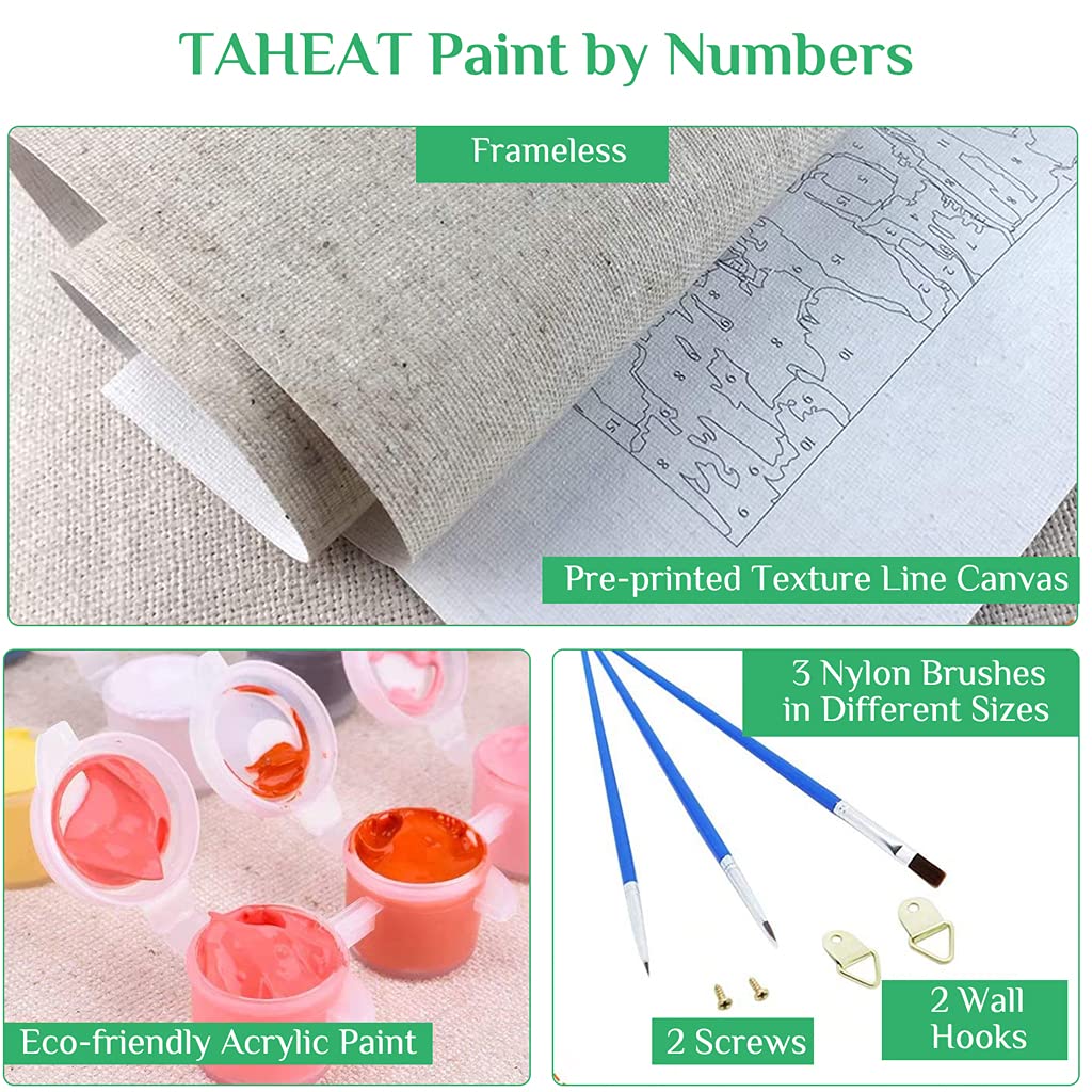HASTHIP Paint by Numbers Kit for Home Decoration with Brushes and Canvas 16 x 20 Inch | Fun DIY Art for Kids and Adults