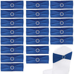 20Pack Chair Sashes Chair Bows Stretch Chair Sashes Spandex Chair Cover Band with Buckle for Wedding Hotel Banquet Birthday Party Home Decorations, Blue