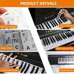 HASTHIP Piano Stickers for 88 Keys with Removable Silicone Design for Beginners Practice | Easy to Place and Remove