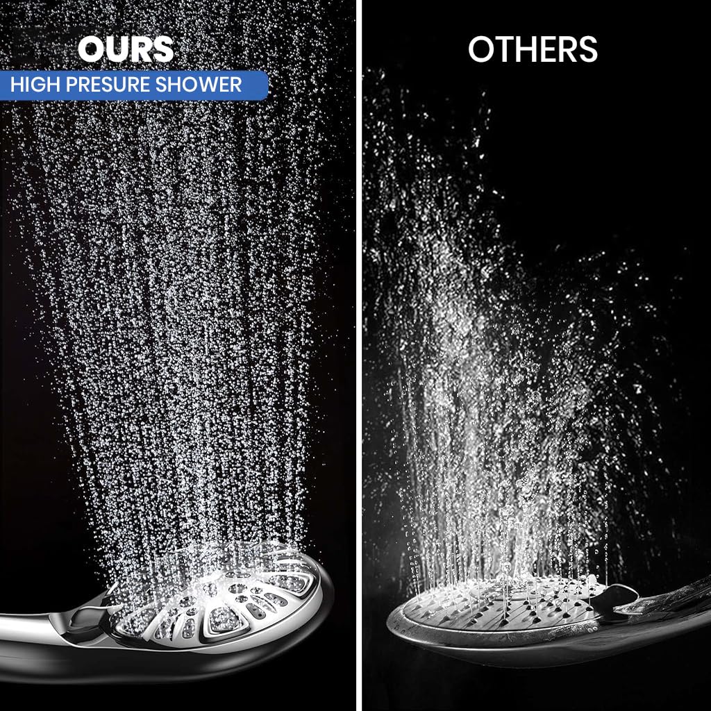 HASTHIP Hand Shower for Bathroom with 9 Spray Modes and 60 in Hose | Pressurized ABS Set
