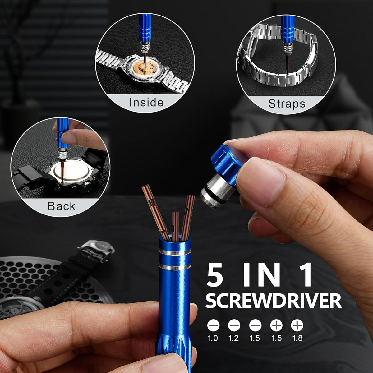 HASTHIP Watch Repair Kit with Watch Press, Case Back Opener & Link Remover