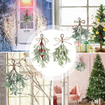 HASTHIP Artificial Christmas Mistletoe for Doors and Walls with Rope Hanging | 2 PCS 9 in Branches with Red and White Berries