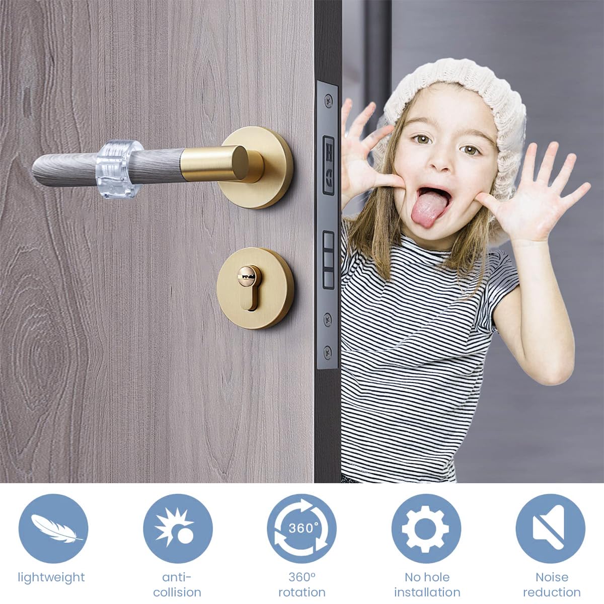 HASTHIP Door Knob Wall Protector for Bedrooms and Bathrooms 6 pcs with 18 mm Opening | Transparent PVC Buffers Prevent Handle Impact