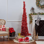 HASTHIP Christmas Tree for Holiday Decor with 1.5 m Red Tinsel Garland & Easy DIY Assembly