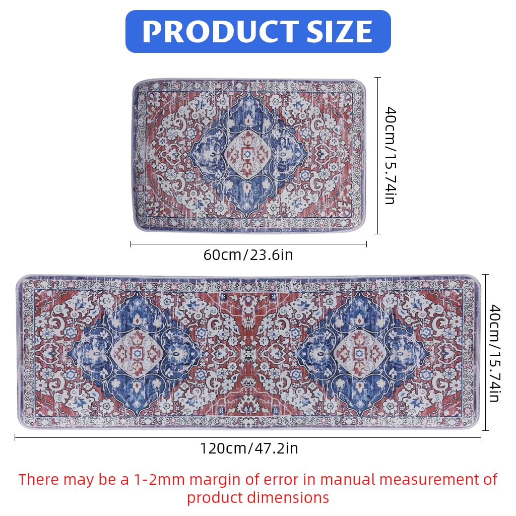 HASTHIP® Kitchen Mats for Floor Anti Slip, Water-Absorbent Polyester Floor Mat for Kitchen, Washable Soft Absorbent Rugs, 2 Sizes (40×60cm & 40×120cm)