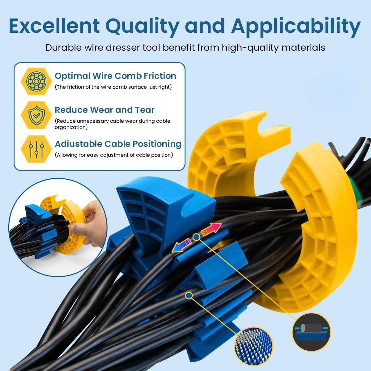 HASTHIP® Cable Comb Tool for Organized Cable Management of Ethernet, Audio, Data & Networking Wires up to 1/4 Inch, Universal Cabling Cable Management Tool Organizer for Home, Office & Data Centers