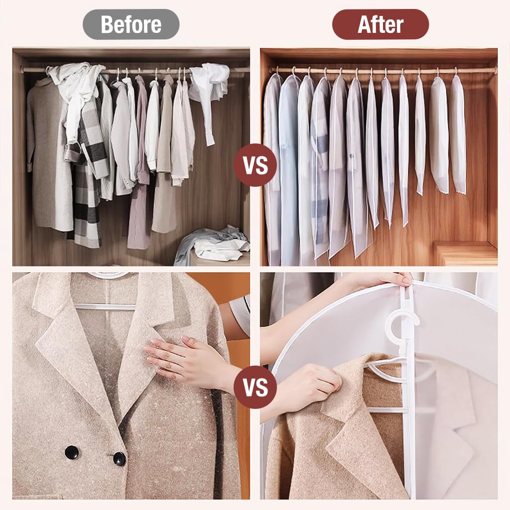 HASTHIP Garment Bags for Suits and Coats featuring Clear Zipper Cover Set 60x100cm 5pcs