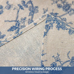 HASTHIP Floral Table Cloth for Dining and Kitchen with Tassel Fringe 150x180 cm Blue Linen Blend | Rustic Decorative Cover for Indoor and Outdoor Use