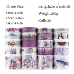 HASTHIP Washi Tape Set for Scrapbooking and Journals with 20 Rolls 3 Sizes 10 15 30mm | Marine Sea Design