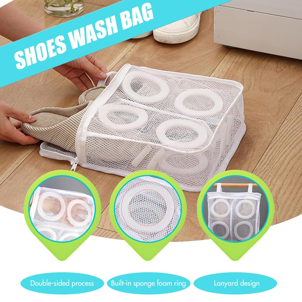 HASTHIP Shoes Wash Bags for Sneakers and Clothing 11.8x14.1x4.7 in with Zipper and Straps