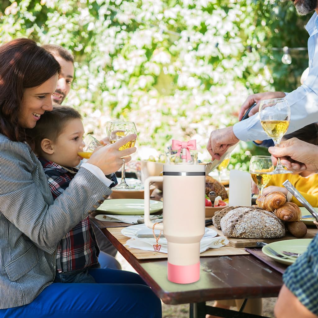 HASTHIP Stanley Cup Accessories Set with 9 Pcs Charms and Butterfly Handle | Straw Cap Kit