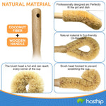 HASTHIP Kitchen Pot Cleaning Brushes 2Pcs with Wooden Handle Featuring Quick-Dry Coir Fiber | Eco-Friendly Scrubber for Pots and Pans