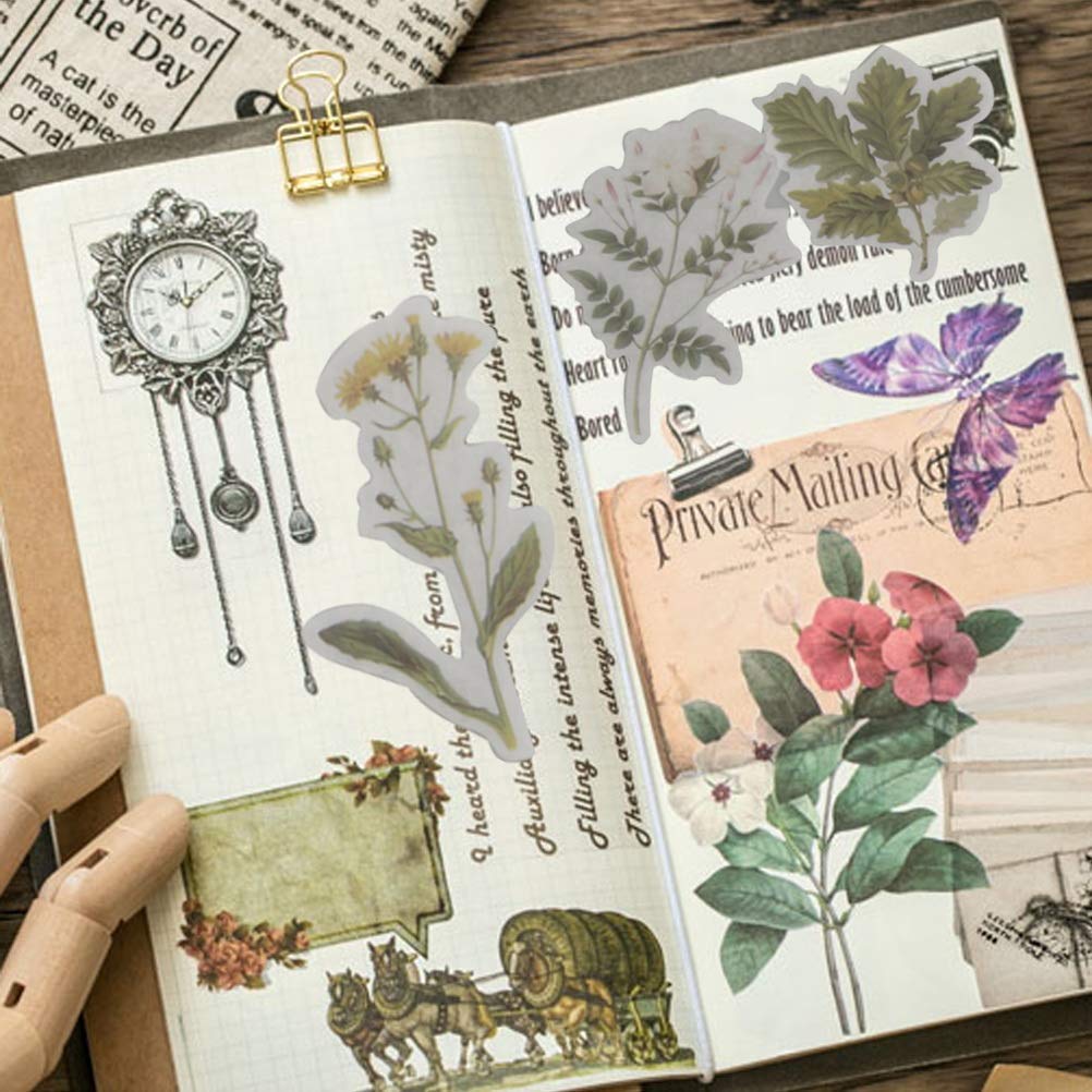 HASTHIP® 60 Washi Tape Paper Sticker Vintage Plant Bird Sticker Flower Sticker for DIY Scrapbooking Diary Albums Tea Cup Laptop Notebook Decoration (Flower and Bird)