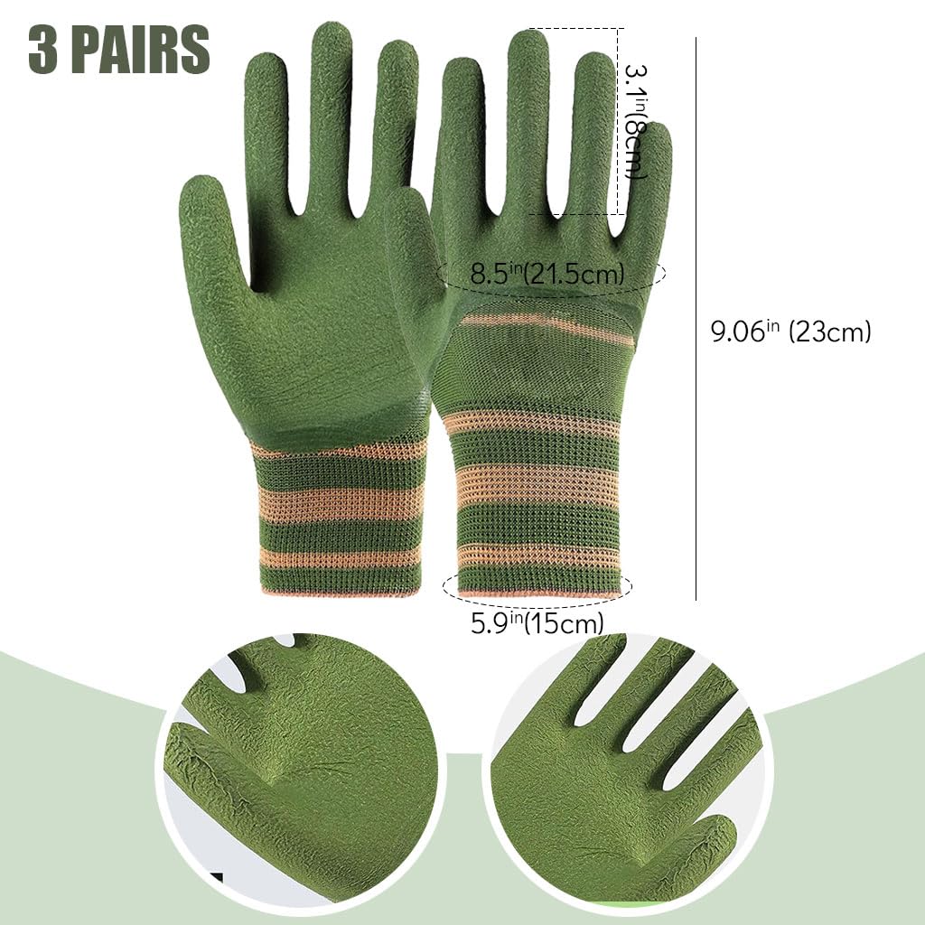 HASTHIP Gardening Gloves for Men and Women with Anti Slip Rubber Coating | 3 Pairs Waterproof and Safe Hand Protection