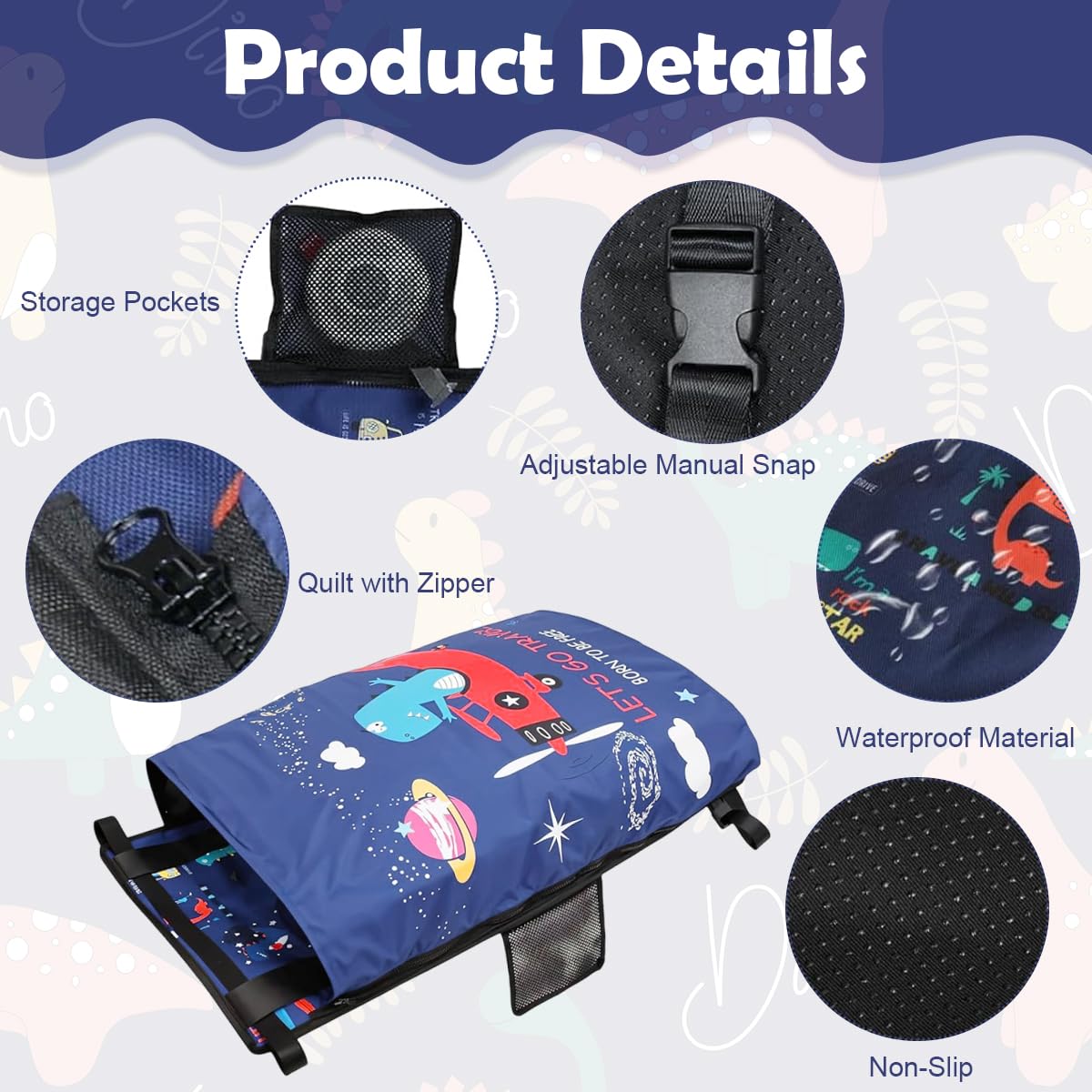 HASTHIP Toddler Airplane Bed 17.5x31.5 in for Travel with Zip Off Blanket and Side Pocket | Cartoon Design for Kids