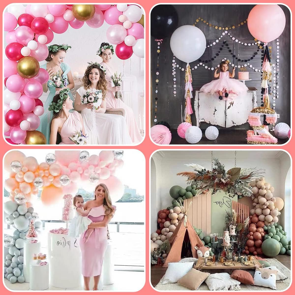 HASTHIP Balloon Decorating Strip Kit for DIY Arch Garland with 32Ft Tape & 300 Dots | Includes Tying Tools and Flower Clips