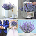 HASTHIP Artificial Lavender Flower Bundles for Home Decor 14 in Plastic Purple | Pack of 4