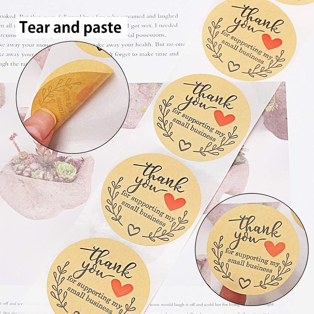 HASTHIP® 1000PCS 2 Inch Thank You for Supporting My Business Gift Paper Labels Stickers Handmade for Christmas Craft Card Making Yellow1