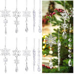 10pcs Christmas Tree Hanging Ornament Crystal Acrylic Christmas Ornaments for Christmas Tree Transparent Snowflake Icicle Christmas Hanging Ornament