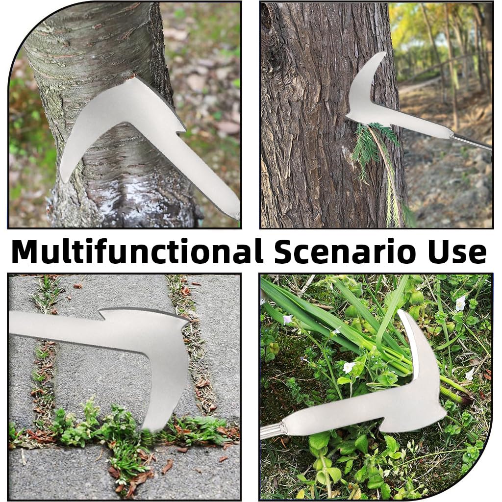 HASTHIP Stainless Steel Manual Weeder for Gardening with Built In Small Axe | Ergonomic Wooden Handle 11.8 in