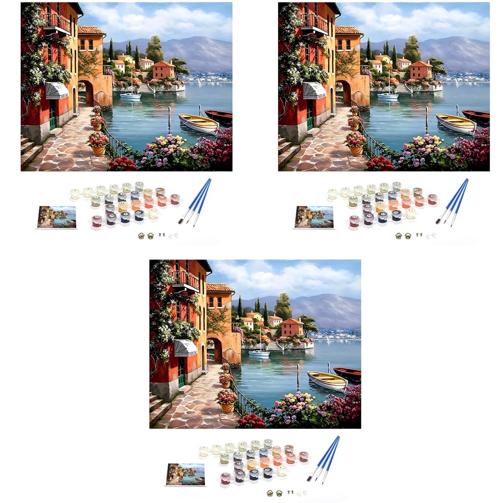 HASTHIP Paint by Numbers Kit for Adults and Kids with Brushes & Pigments 40x50cm | 3 Piece DIY Canvas Wall Art Set for Home Decoration