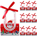 10Pcs Christmas Gift Packing Box with Ribbon Cute Santa Claus Christmas Gift Boxes Candy Gift Package Box DIY Christmas Gift Packing Paper Box with Handles X'mas Gift Box