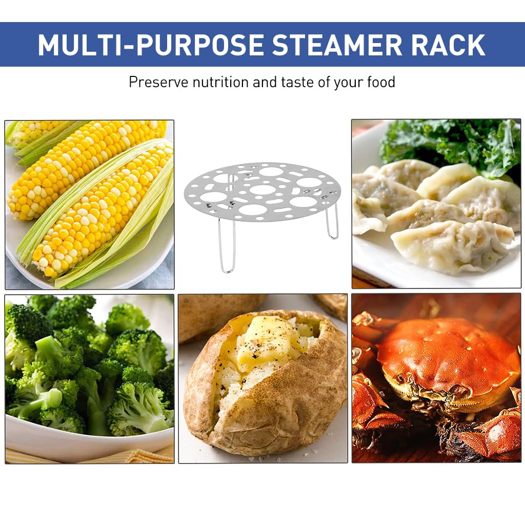 HASTHIP® Folding Steamer Rack, Stainless Steel Steamer Tray Kitchen Household Thickening Egg Steamer Egg Rack Folding Steamer Grid Waterproof