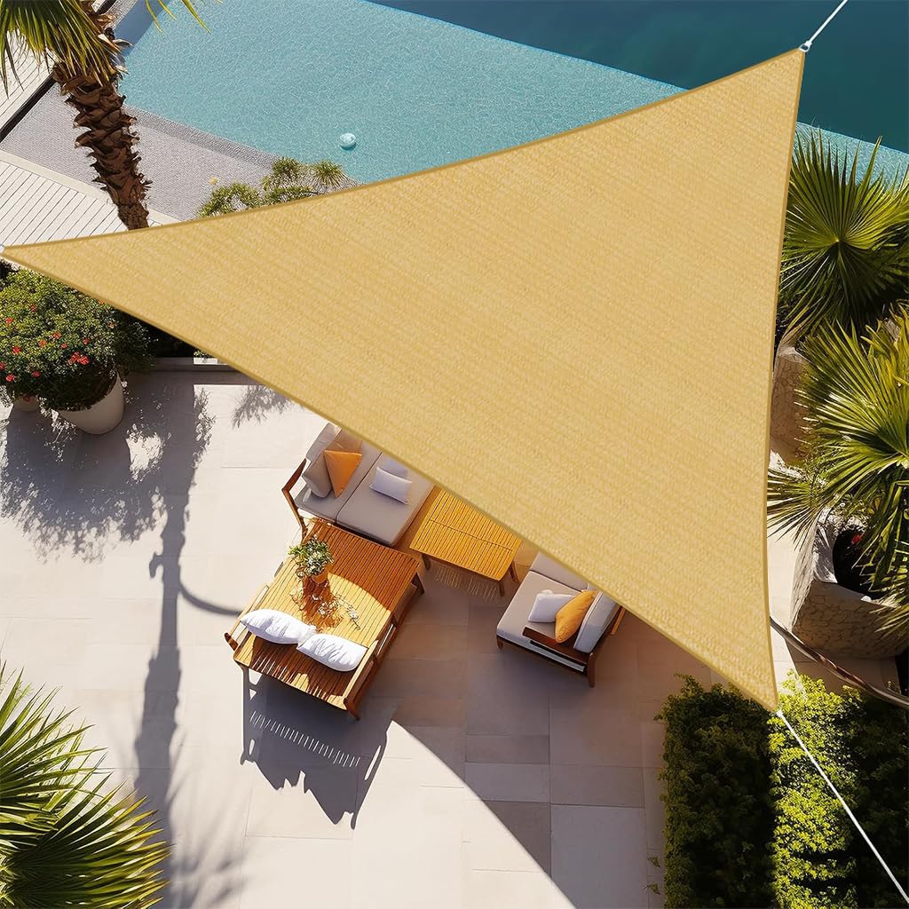 HASTHIP Sun Shade Sail for Backyard and Camping with 118 in Triangle Canopy & D Rings | Beige HDPE Outdoor Cover