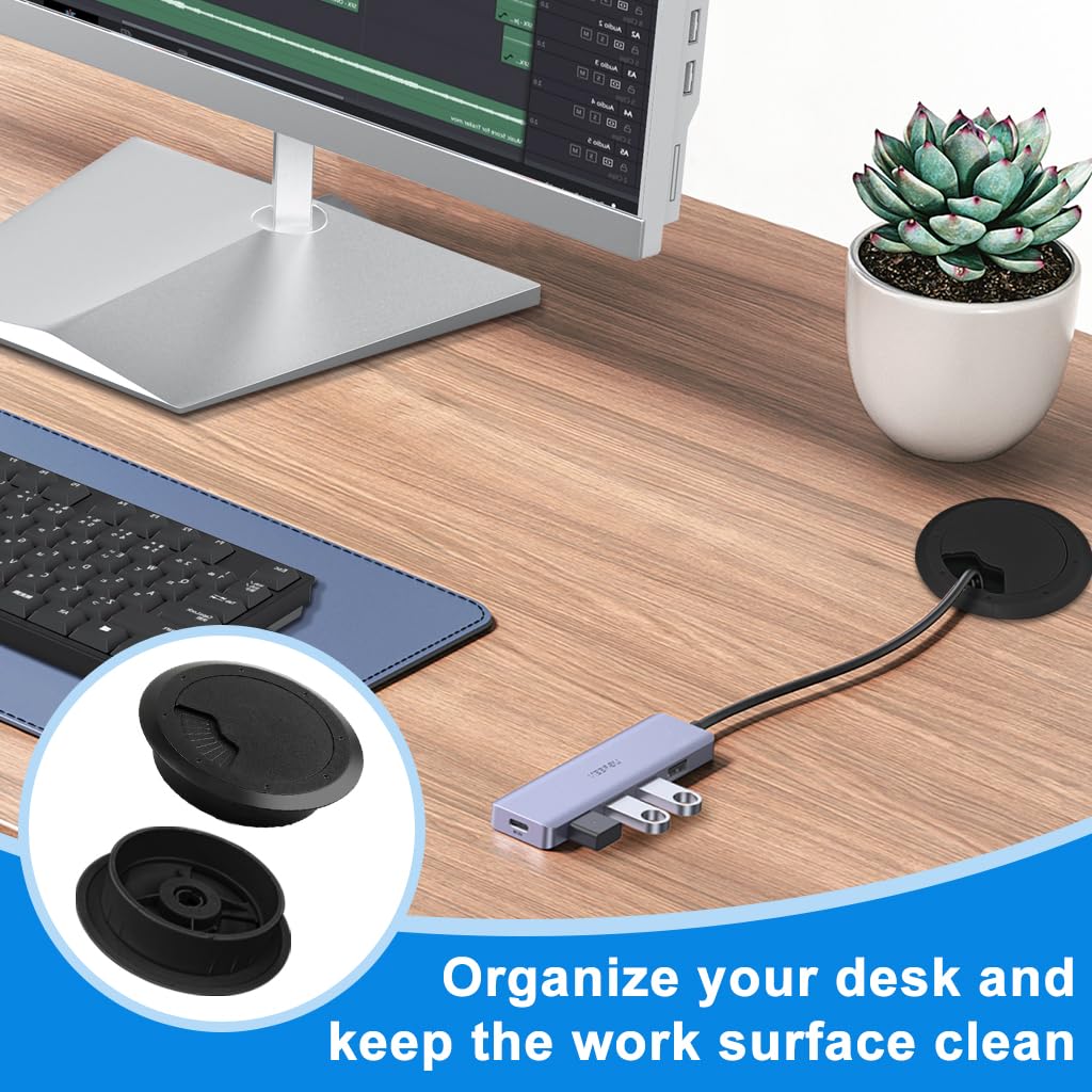 HASTHIP® 2.36in Desk Grommets 4-Pack