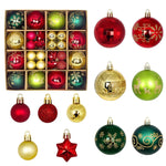 HASTHIP® 44Pcs Christmas Tree Decoration Items Red and Green Snowflake Print Christmas Decorations Balls with Lanyard Hanging Ball Ornaments for Xmas Tree, Holiday Party Home Decor, Wall, Window