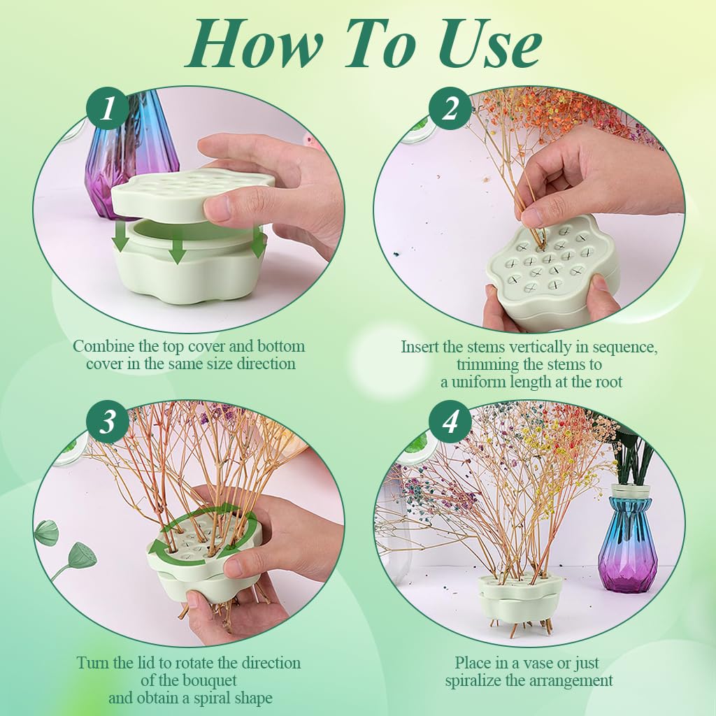 HASTHIP Spiral Ikebana Stem Holder for DIY Flower Arrangement featuring 2Pcs Silicone Spiral Ring | Ideal for Bouquets and Home Decor