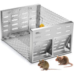 HASTHIP Rat Trap for Indoor and Outdoor Use featuring Dual Entry One Way Door 12 x 9 x 6 in Metal Cage