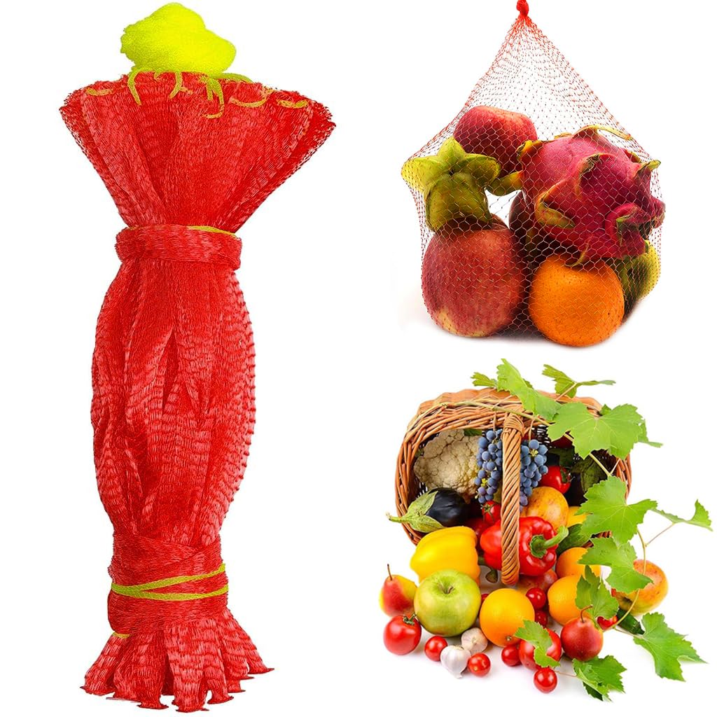 HASTHIP Hanging Watermelon Nets Bags for Trellis with Drawstring Closure 40CM 100pcs | Reusable Polypropylene Fruit Hammock