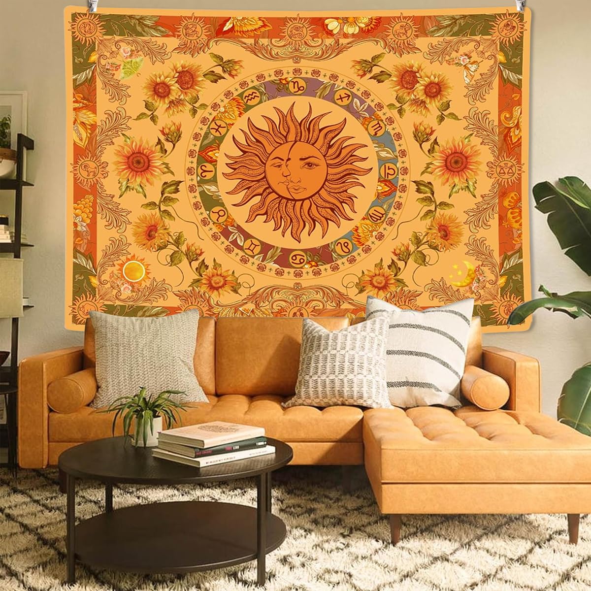 HASTHIP Sun and Moon Tapestry for Bedroom and Living Room Decor 51x59 in | Soft Polyester Wall Hanging