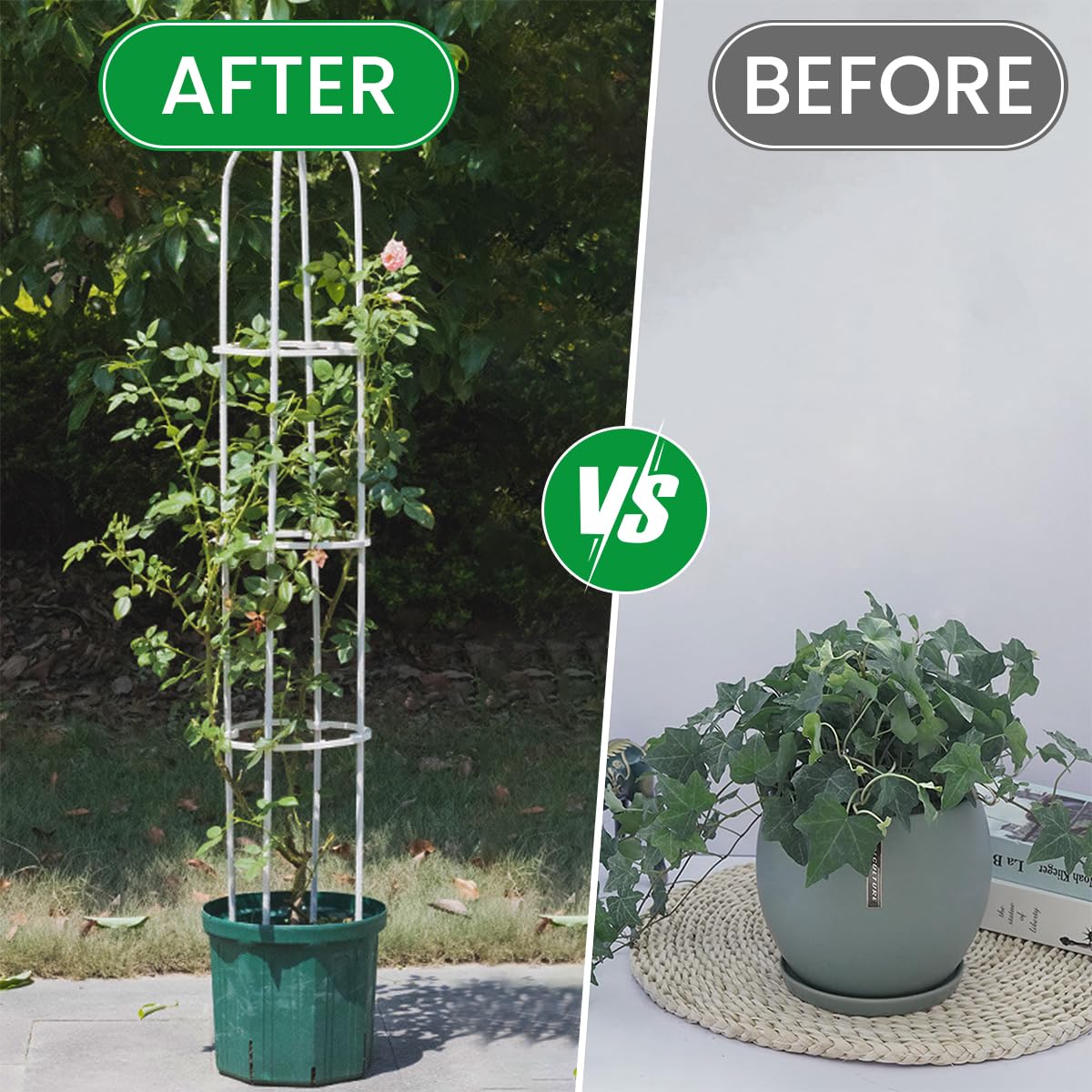 HASTHIP Garden Plant Support for Climbers featuring 120 cm Obelisk Trellis with Bird Decor | Decorative Plant Stand for Clematis Ivy and Roses