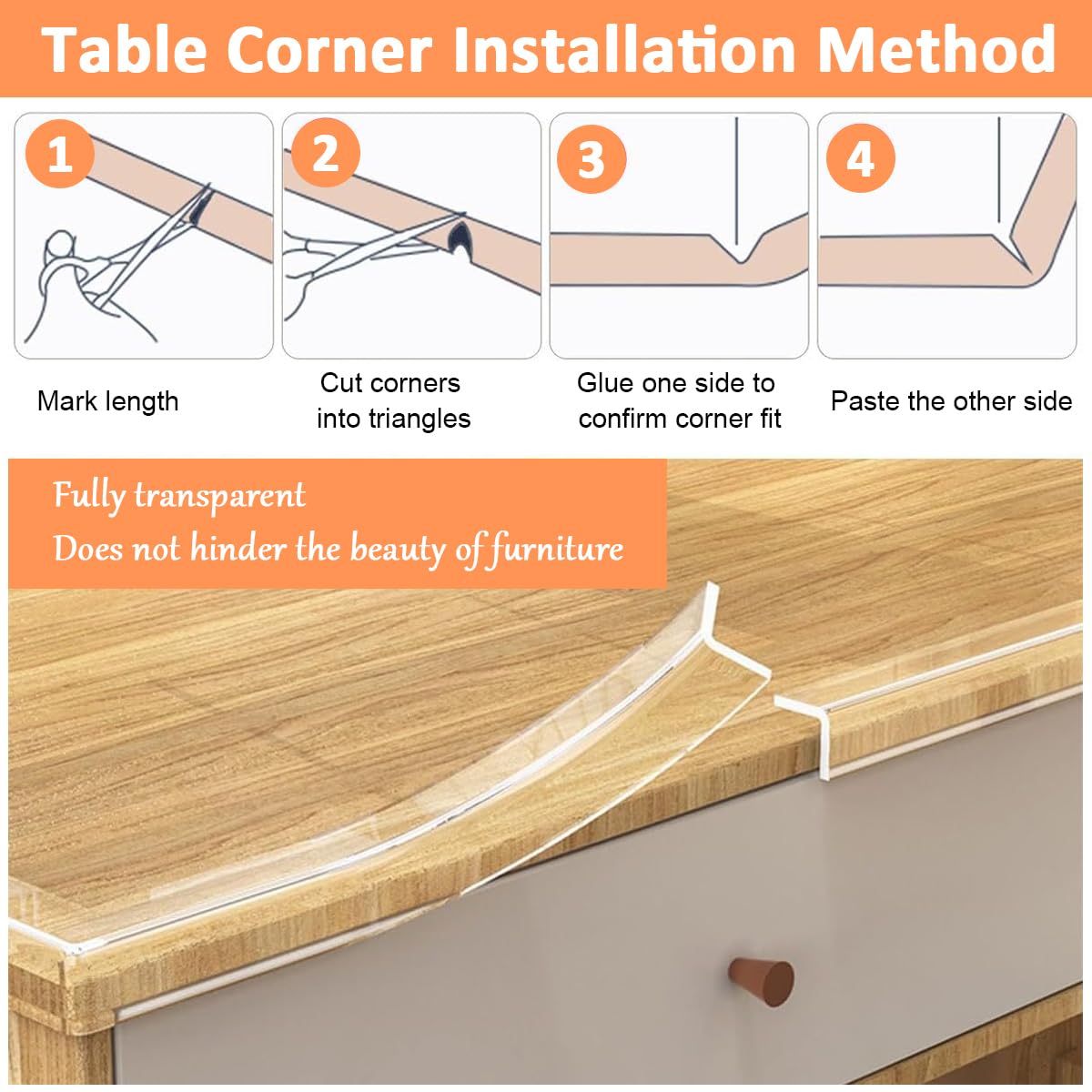 HASTHIP Edge Protector Strip for Furniture with 2M Clear Self Adhesive Nano Silicone | Baby Proofing